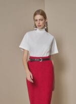 T-SHIRT BASIC GOLA ALTA RIBANA OFF WHITE