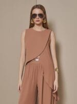 BLUSA ASSIMETRICA CREPE FLOW CHOCO