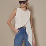 BLUSA ASSIMETRICA CREPE FLOW VANILLA