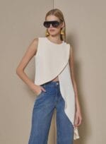 BLUSA ASSIMETRICA CREPE FLOW VANILLA